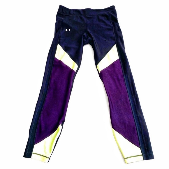 Under Armour Heat Gear Colorblock Cropped Athletic Leggings, Size Small* - Picture 5 of 15